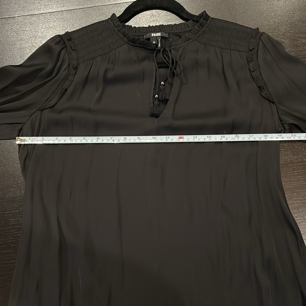 PAIGE Laramie long sleeve matte satin polyester blouse with tassels size M. - Picture 10 of 10